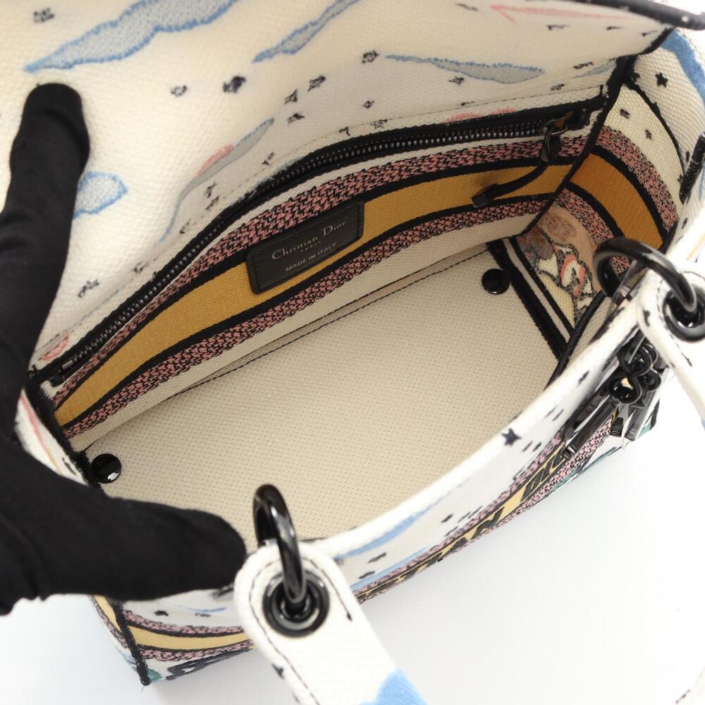 Dior LADYLITE Canvas Handbag White Multicolor - Picture 3 of 5